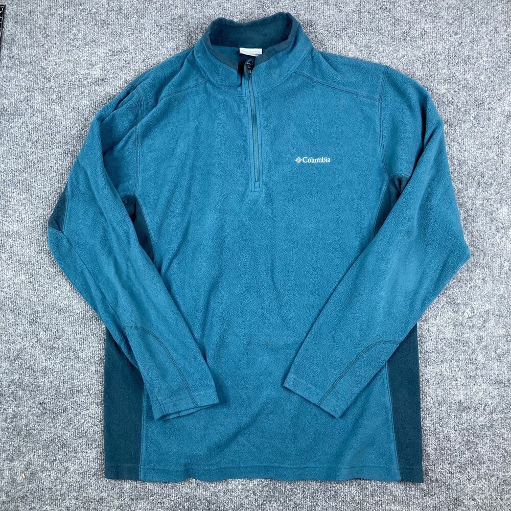 Columbia Pullover Jacket Mens Size L Blue 1/4 Zip Fleece Outdoor Lightweight